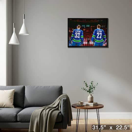 Henrik Sedin and Daniel Sedin 20" x 29" Framed Canvas Canucks Anthem-H 31.5" x 22.5"